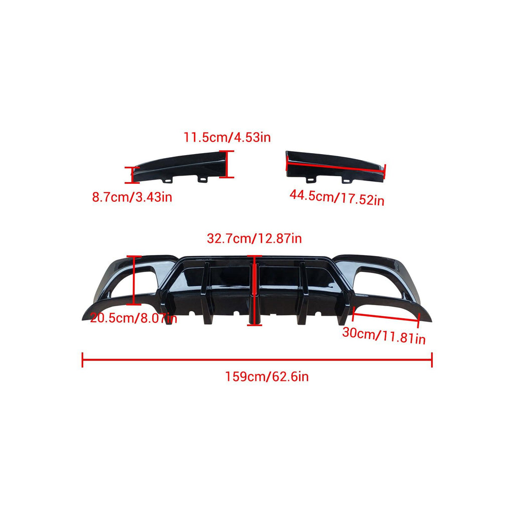 NINTE For 2019 - 2022 BMW G20 3 Series M Sport Rear Diffuser W/ LED Light NINTE Style Gloss Black - NINTE