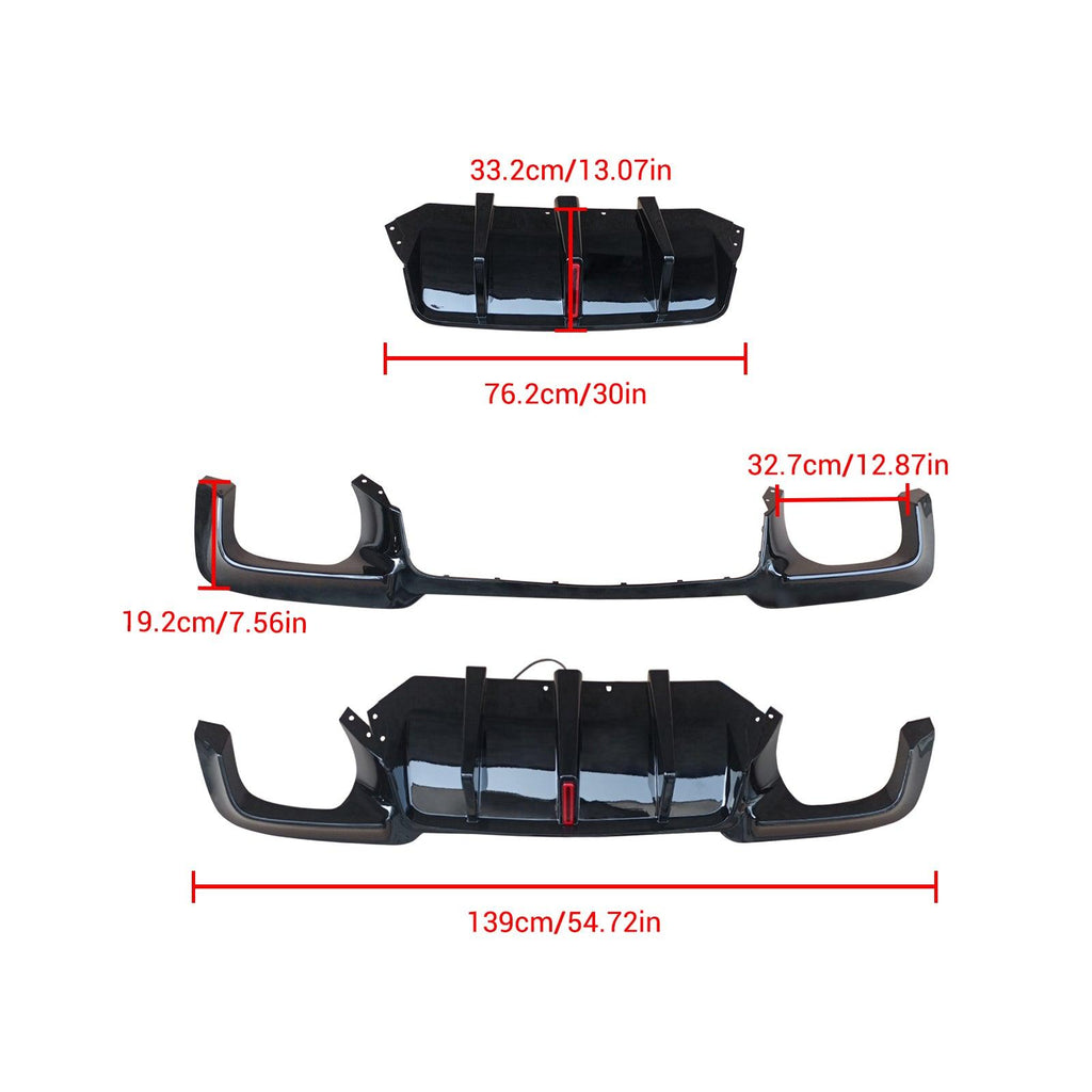 NINTE Rear Bumper For 2010 - 2016 BMW F10 M5 528i 530i Diffuser W/LED Light - NINTE