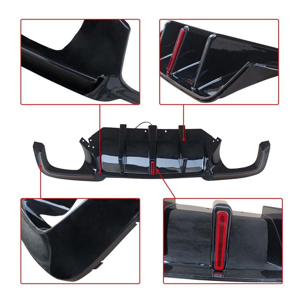 NINTE Rear Bumper For 2010 - 2016 BMW F10 M5 528i 530i Diffuser W/LED Light - NINTE