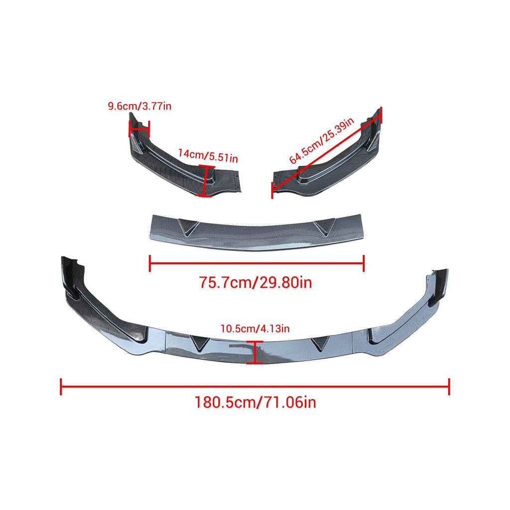 NINTE For 2014 - 2017 INFINITI Q50 Base Model Front Lip 3 PCS ABS Painted Bumper Lip Splitter - NINTE