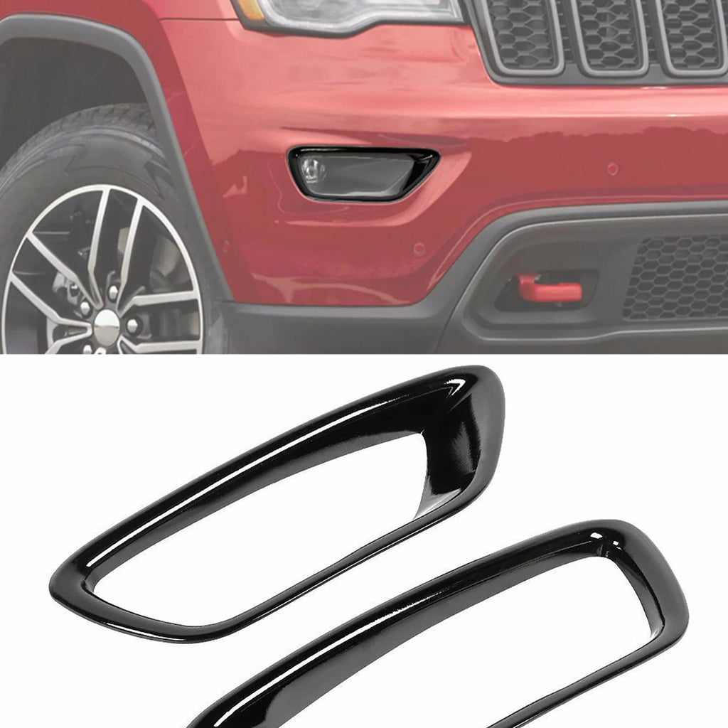NINTE For 2018 - 2021 Jeep Grand Cherokee Front Fog Light Cover Gloss Black Trim Overlay - NINTE