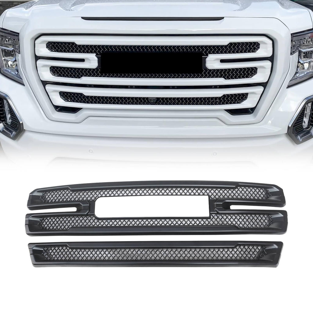 NINTE For 2019 - 2022 GMC Sierra 1500 SLT AT4 Front Mesh Grill Cover Grill Overlay Trim - NINTE