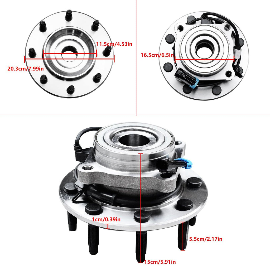 NINTE For Chevrolet & GMC Silverado 2500HD/3500HD 4WD SRW 2 x Front Wheel Bearing and Hub Assembly with ABS & 8 - Lug - NINTE