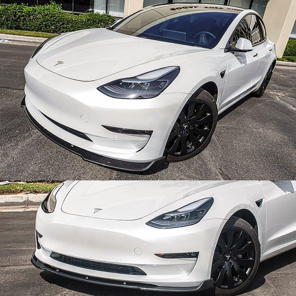 NINTE For 2017 - 2023 Tesla Model 3 Front Lip 3 Pieces Sport Style Splitter - NINTE