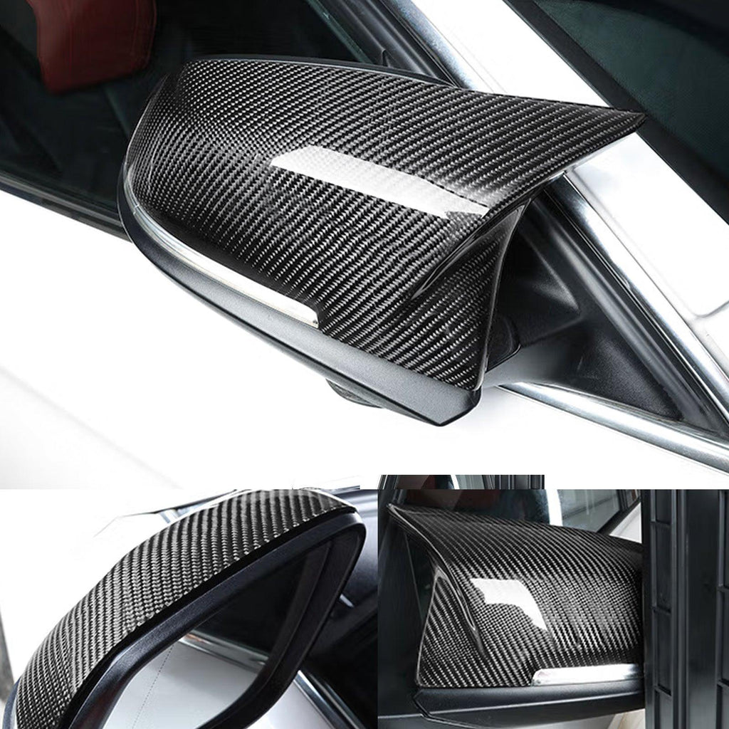 NINTE Real Carbon Fiber Mirror Covers For 2012 - 2018 BMW 3 Series F30 F31 F34 4 Series F32 F33 F36 1 Series F20 2 Series F22 F23 X1 E84 M2 F87 Tape - On Overlay(NOT the Replacement) - NINTE