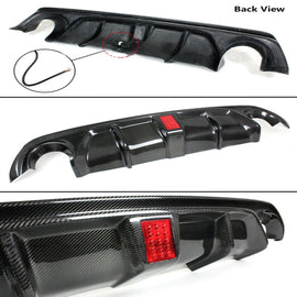 NINTE For 2018 - 2024 Infiniti Q50 Rear Diffuser Real Carbon Fiber With LED Brake Light Rear Lip Diffuser - NINTE