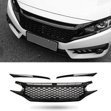Load image into Gallery viewer, NINTE For 2016 - 2019 Honda Civic Gloss Black Front Bumper Hood Mesh Grille Eye Lid - NINTE