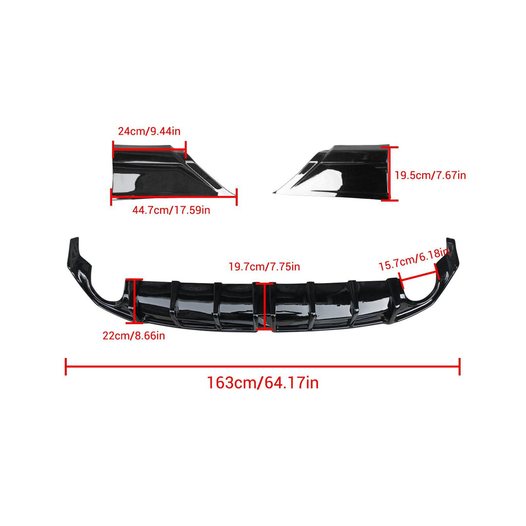 NINTE Rear Bumper For 2022 - 2025 11th Honda Civic Sedan Rear Diffuser with Corner Spats - NINTE