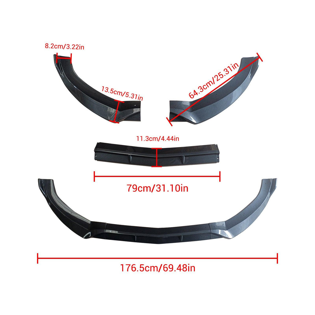 NINTE For 2015 - 2018 Benz C - Class W205 Sport Front Lip Front Bumper Lip Splitter ABS 3PCS - NINTE