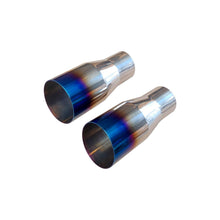Laden Sie das Bild in den Galerie-Viewer, NINTE Pack of 2 Blue Burnt Exhaust Tip 2.5" Inlet 3.5" Outlet 7.75 long 304 Stainless Steel 2.5" to 3.5" Exhaust Tail Pipe Tips Weld On Single Slant Cut - NINTE