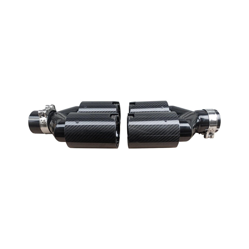 NINTE Dual Exhaust Tip For BMW Universal Tail Pipes Y Style Carbon Fiber 2.5" Inlet 3.5"Outlet - NINTE