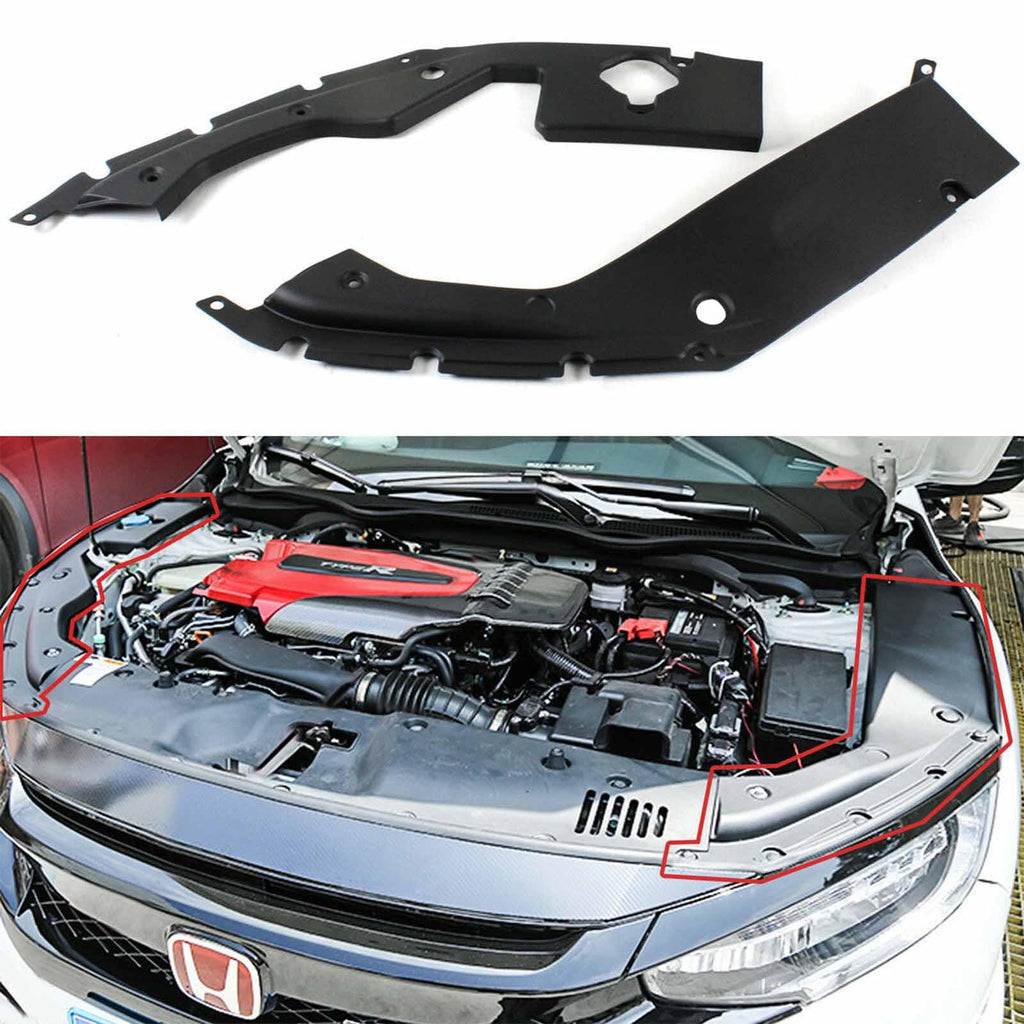 NINTE For 2016 - 2021 10th Gen Honda Civic Engine Bay Side Panel Covers ABS Painted 2PCS Long Version - NINTE