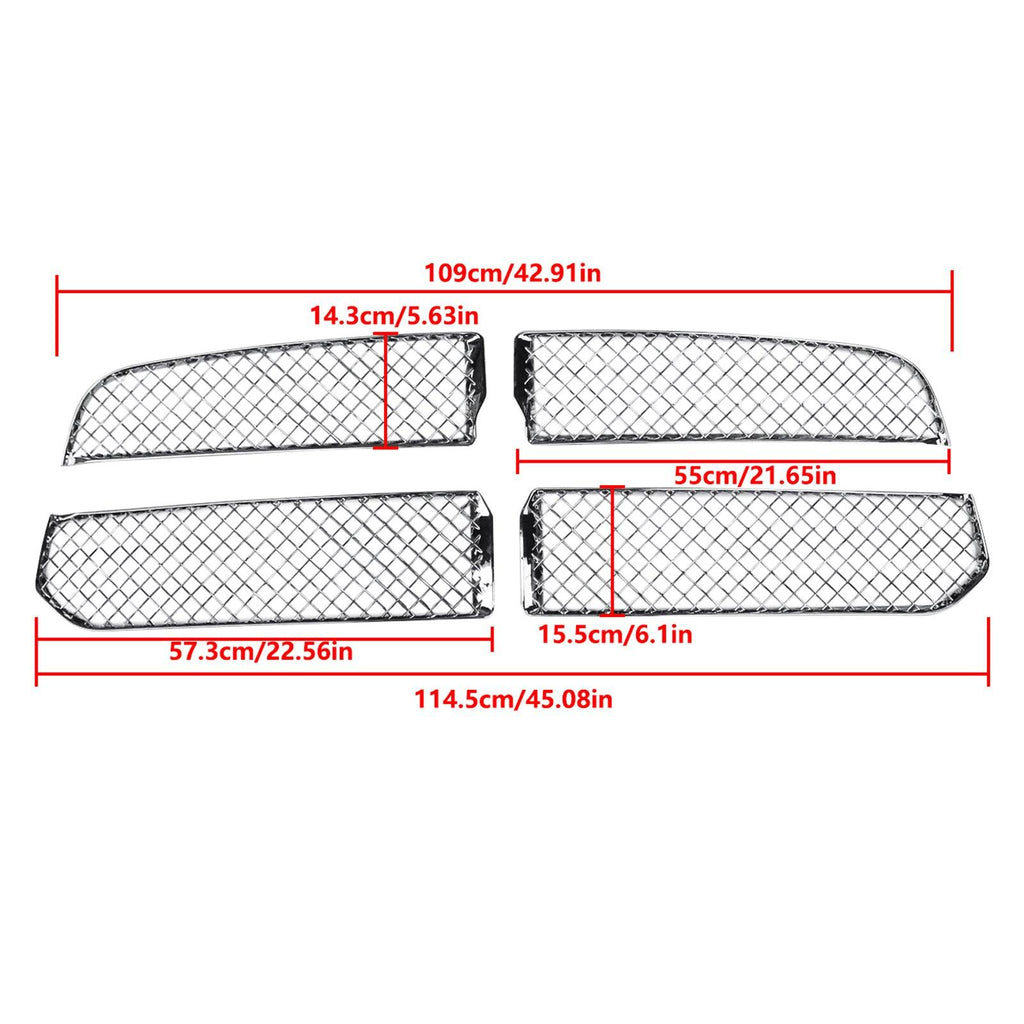 NINTE For 2013 - 2018 Dodge Ram 1500 Chrome Grille Overlay ABS Mesh Grill Trim 4PCs - NINTE