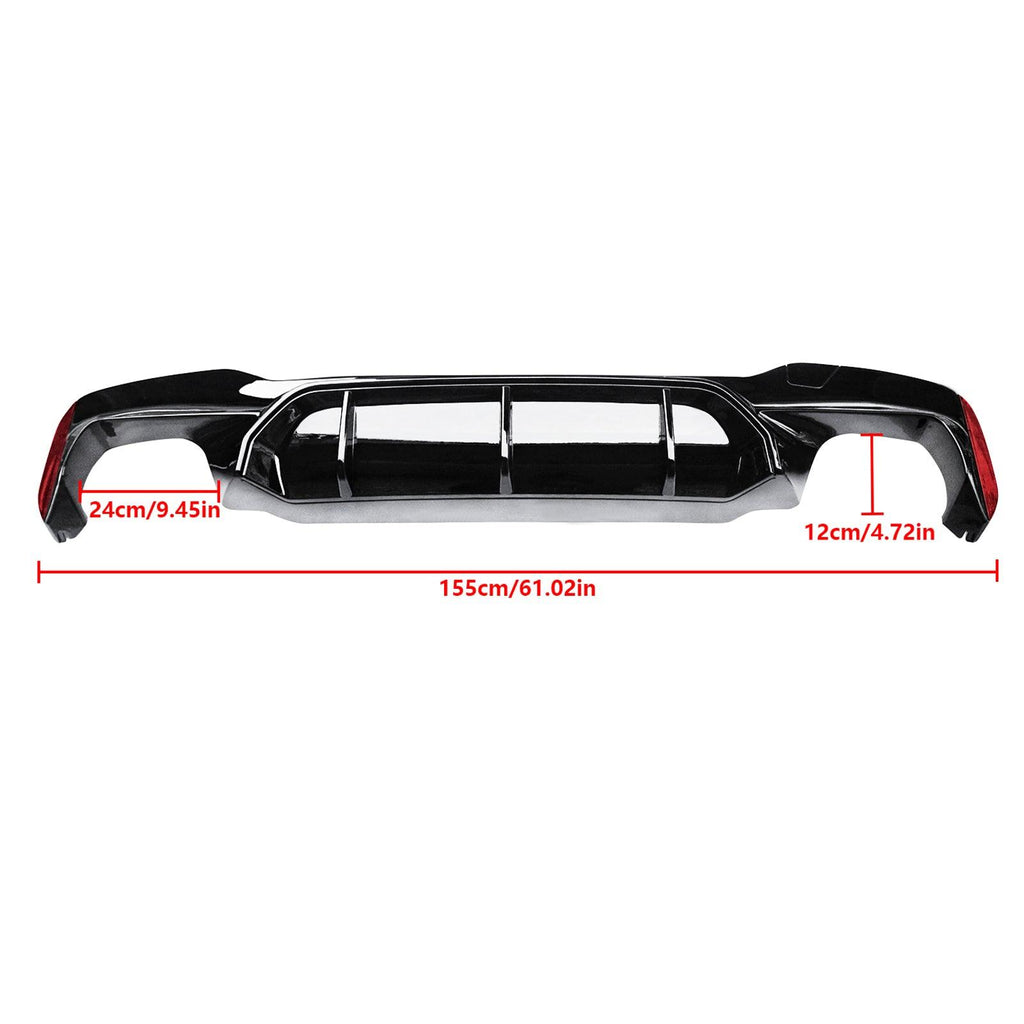 NINTE Rear Diffuser Fit for 2017 - 2023 BMW G30 Sedan 4 - Door G31 G38 5 Series M Sport Rear Bumper Diffuser Low Bumper Lip M5 Style Gloss Black ABS Painted Valance Apron - NINTE