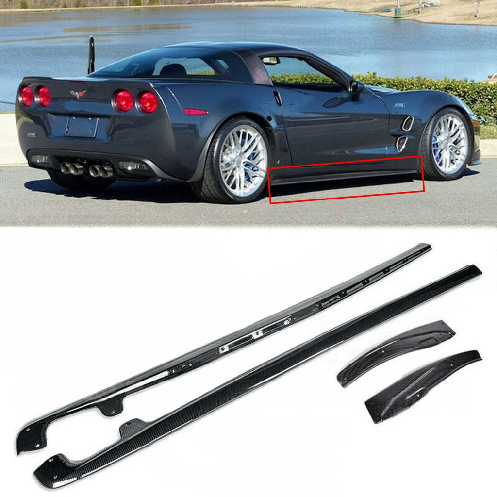 NINTE For 2005 - 2013 Chevy Corvette C6 Z06 ZR1 Style Side Panels with Mud Flaps Side Skirts ABS Painted - NINTE