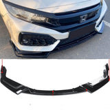 NINTE For 2017-2021 Honda Civic Si FK7 Hatchback ABS 3 Pieces Front Lip Bumper Splitters