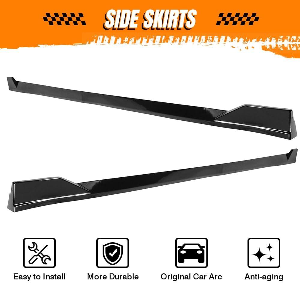 NINTE For 2018 - 2024 Toyota Camry SE XSE Models TRD Style Side Skirts Rocker Panel, Injection PP Gloss Black - NINTE