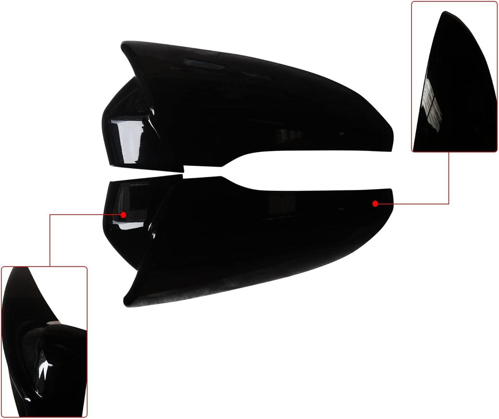 NINTE For 2013 - 2020 Ford Fusion Mondeo Painted Mirror Cover Mirror Caps Gloss Black Carbon Fiber - NINTE