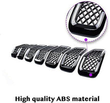 Load image into Gallery viewer, NINTE 2014 - 2018 Jeep Cherokee Chrome Front Mesh Grille Cover 7 PCS ABS Gloss Black - NINTE