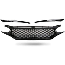 Load image into Gallery viewer, NINTE For 2016 - 2019 Honda Civic Gloss Black Front Bumper Hood Mesh Grille Eye Lid - NINTE