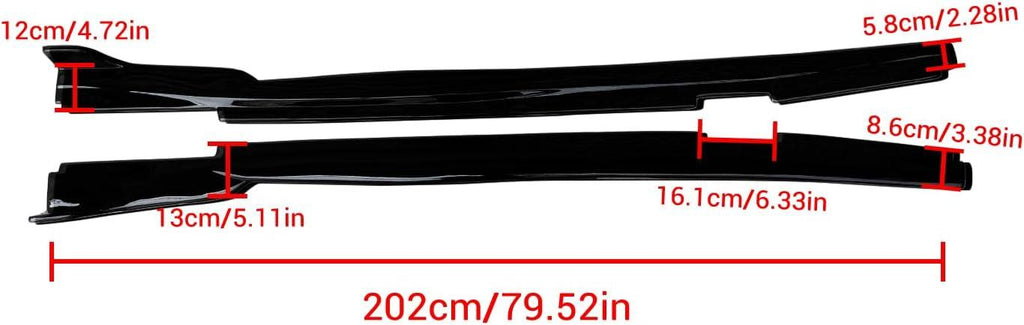 NINTE For 2016 - 2023 Chevy Camaro Side Skirts Rocker Panel Side Extension Lips ABS - NINTE