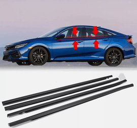 NINTE For 2016 - 2021 Honda Civic Sedan 4pcs Weatherstrip Window Moulding Trim Seal Belt - NINTE