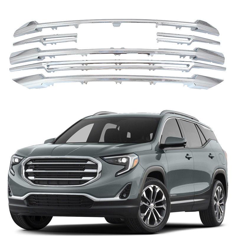 NINTE For 2018 - 2021 GMC Terrain SL SLE Front Grille Overlay Grill Cover Gloss Black Chrome - NINTE