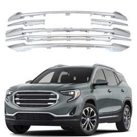 NINTE For 2018 - 2021 GMC Terrain SL SLE Front Grille Overlay Grill Cover Gloss Black Chrome - NINTE