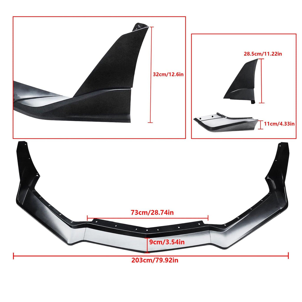 NINTE For 2020 - 2025 Chevrolet Corvette C8 Front Lip Stingray Z51 7PCs ABS Front Bumper Splitter - NINTE