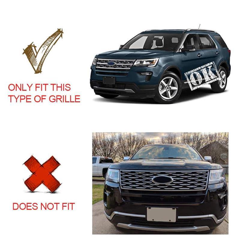 NINTE for 2018 - 2019 Ford Explorer Grill Cover Hood Front Grille Overlay ABS Chrome or Gloss Black - NINTE