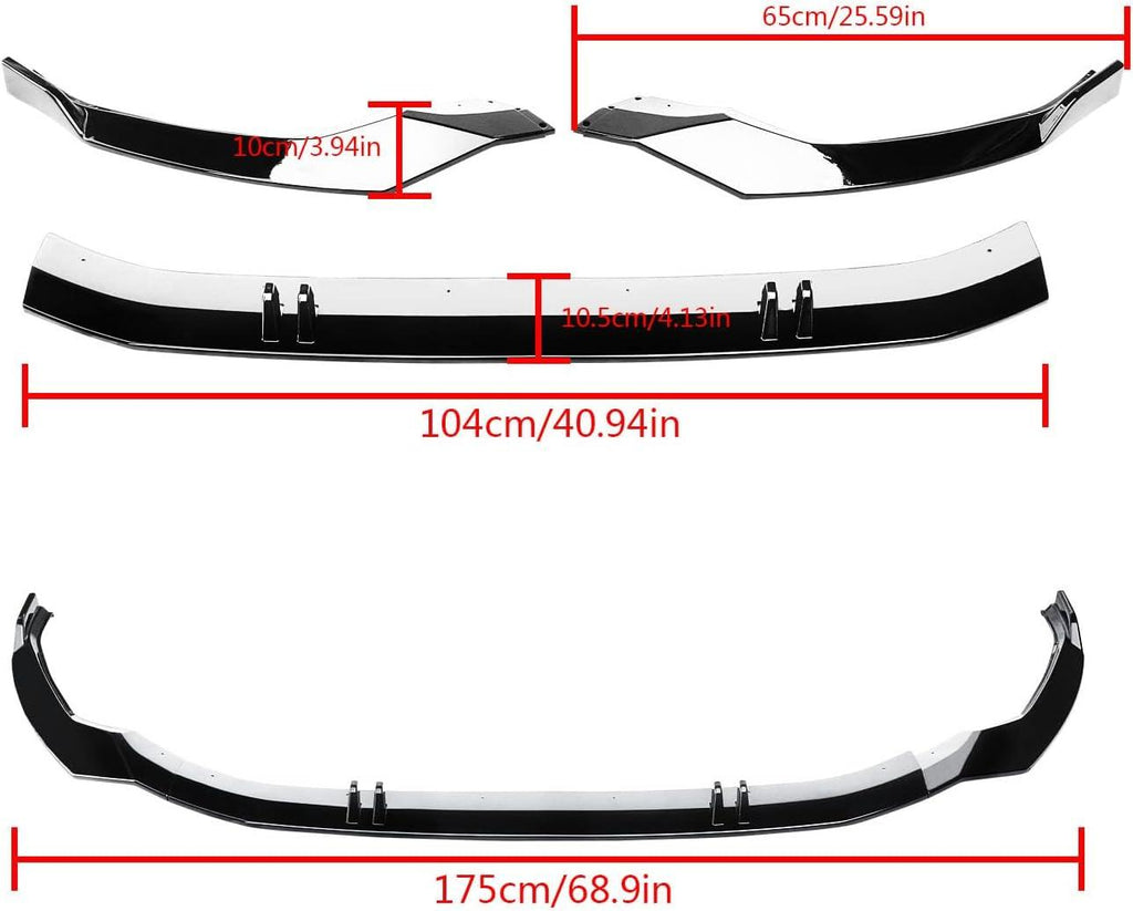 NINTE For 2022 - 2024 8Y Gen. Audi A3 S - Line S3 Sedan Front Lip ABS Painted Lower Bumper Splitter - NINTE
