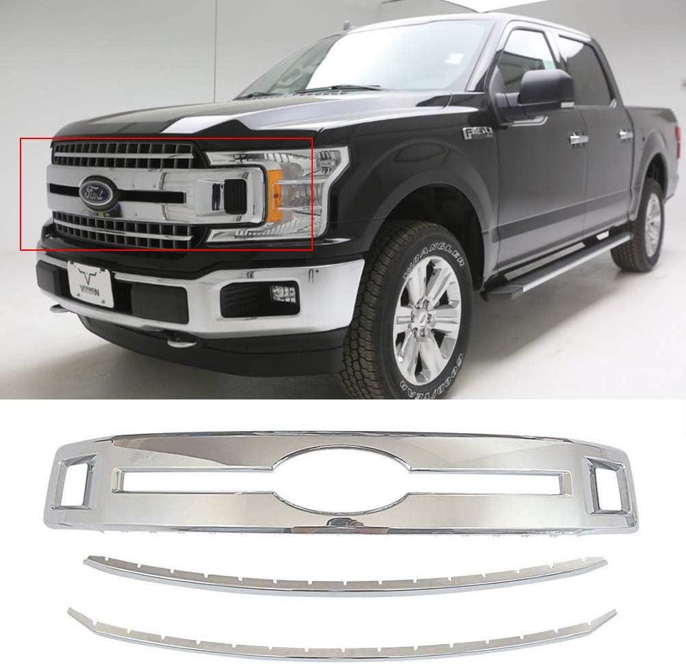NINTE for 2018 - 2020 Ford F - 150 XL Chrome Grille Covers Front Grill Overlay Cover Trim 3pcs(NOT the Replacement) - NINTE