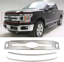 NINTE for 2018 - 2020 Ford F - 150 XL Chrome Grille Covers Front Grill Overlay Cover Trim 3pcs(NOT the Replacement) - NINTE