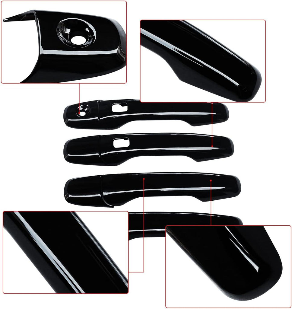 NINTE for 2011 - 2019 Ford Explorer Door Handle Cover Painted Gloss Black ABS with 2 Smart Keyholes - NINTE