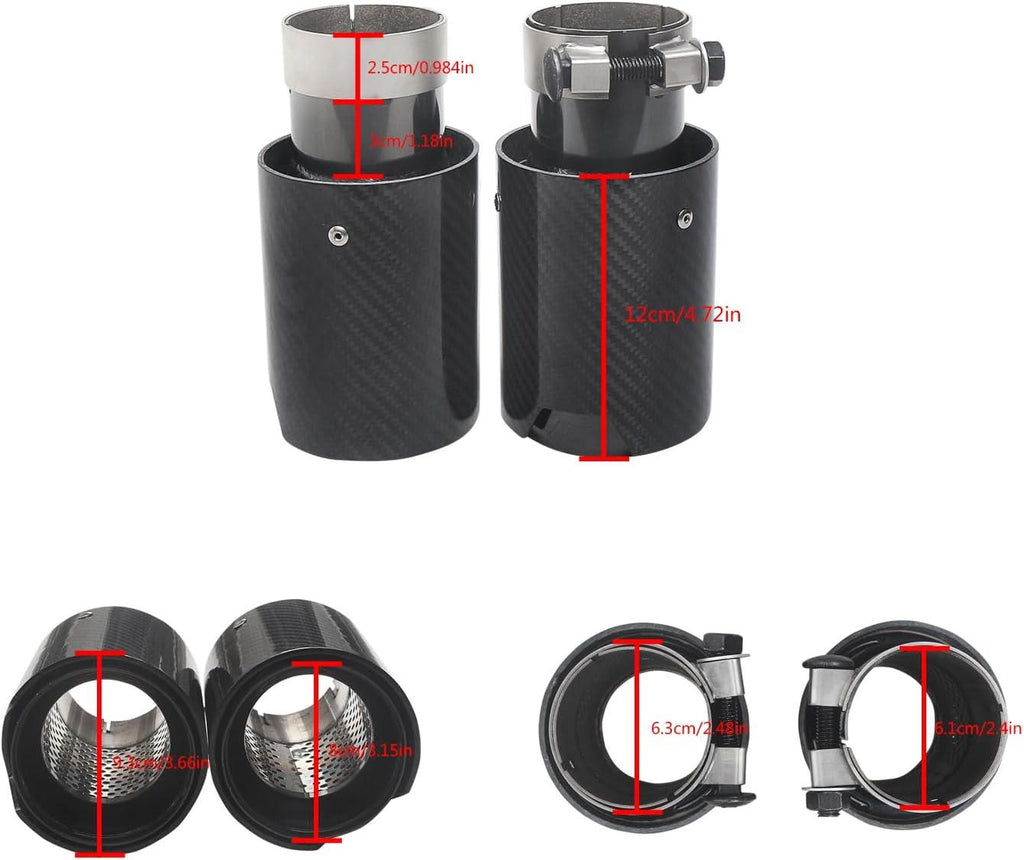 NINTE Exhaust Tip Universal For BMW M Performance Stainless Steel and Glossy Real Car Tail Pipe 2.48“ Inlet 3.6” Outlet 7" Length 2PCS - NINTE