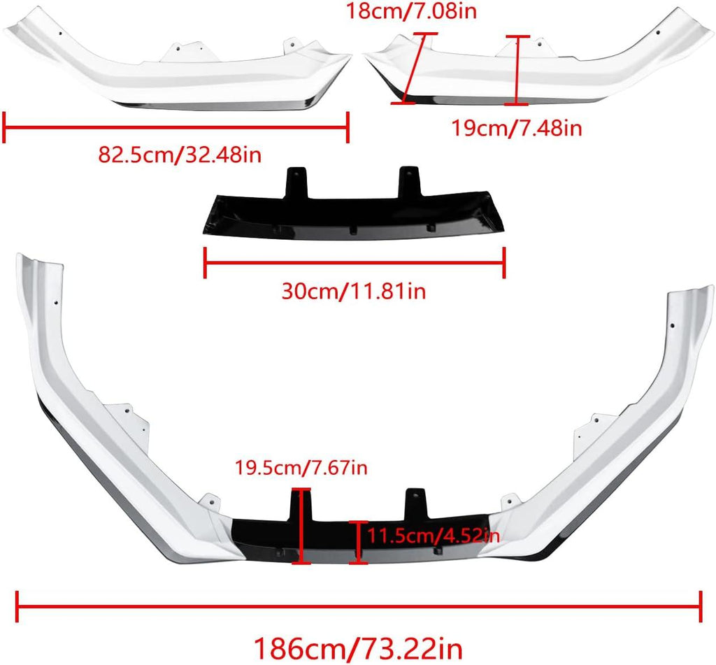 NINTE For 2021 - 2022 Honda Accord ABS 3Pcs Front Lip Front Bumper Lip Splitters - NINTE