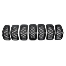 Load image into Gallery viewer, NINTE 2014 - 2018 Jeep Cherokee Chrome Front Mesh Grille Cover 7 PCS ABS Gloss Black - NINTE