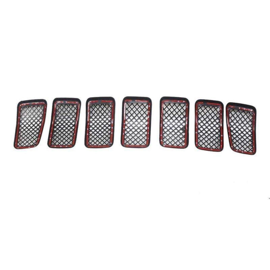 Ninte For 2019 - 2021 Jeep Cherokee 7 PCS ABS Front Mesh Grill Cover - Painted Gloss Black Grille - NINTE