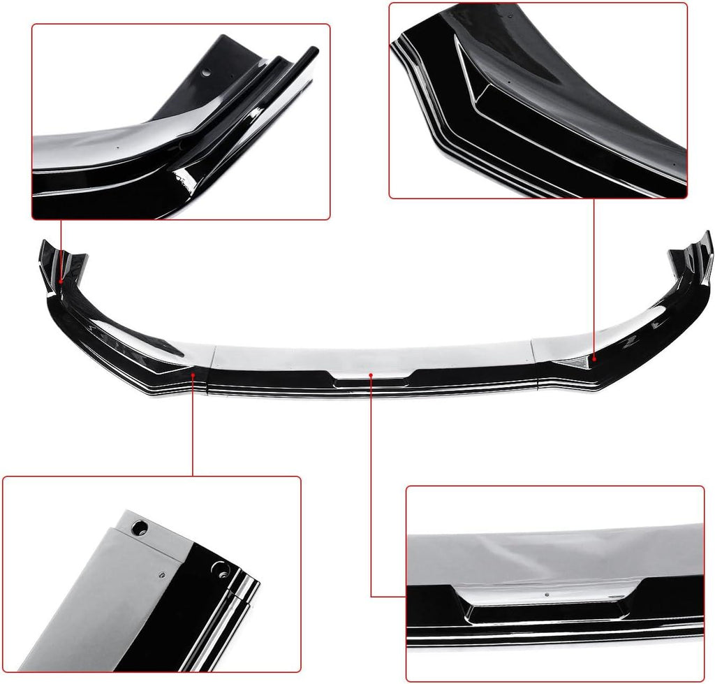 NINTE For 2021 - 2024 Ford Mustang Mach - E MK1 Front Lip ABS 3 Pieces Front Bumper Splitters - NINTE