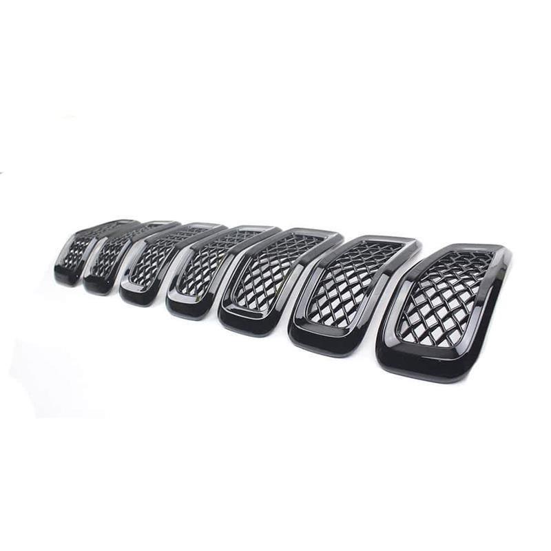 NINTE 2014 - 2018 Jeep Cherokee Chrome Front Mesh Grille Cover 7 PCS ABS Gloss Black - NINTE
