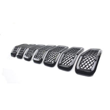 Load image into Gallery viewer, NINTE 2014 - 2018 Jeep Cherokee Chrome Front Mesh Grille Cover 7 PCS ABS Gloss Black - NINTE
