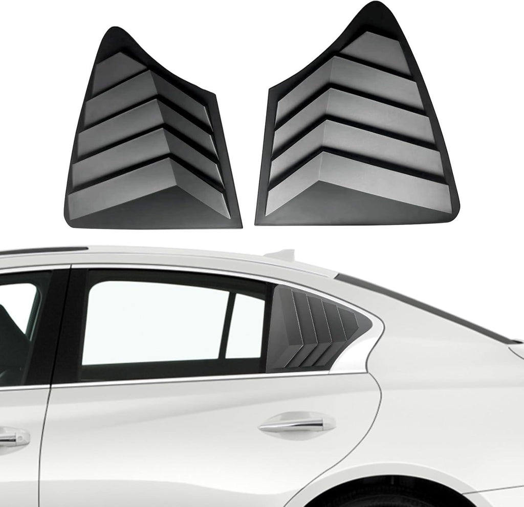 NINTE Rear Side Window Louvers for 2014 - 2024 Infiniti Q50 Air Vent Scoop Shades Cover Blinds Trim Exterior Accessories Sport Style 2pcs - NINTE