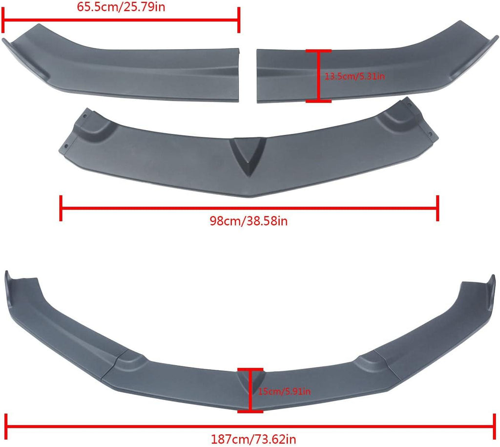 NINTE Front Lip for 2016 - 2021 ChevroletCamaro SS / 2019 - 2021 LS LT RS 3 Pieces Front Bumper Lip Spoiler Splitters - NINTE