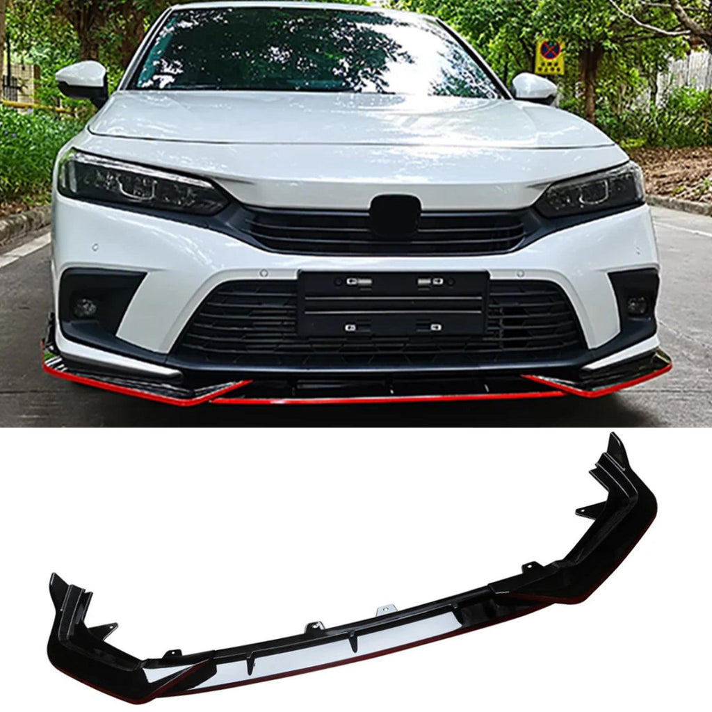 NINTE For 2022 - 2024 11th Honda Civic Front Lip ABS Front Bumper Splitter Body Spoiler - NINTE