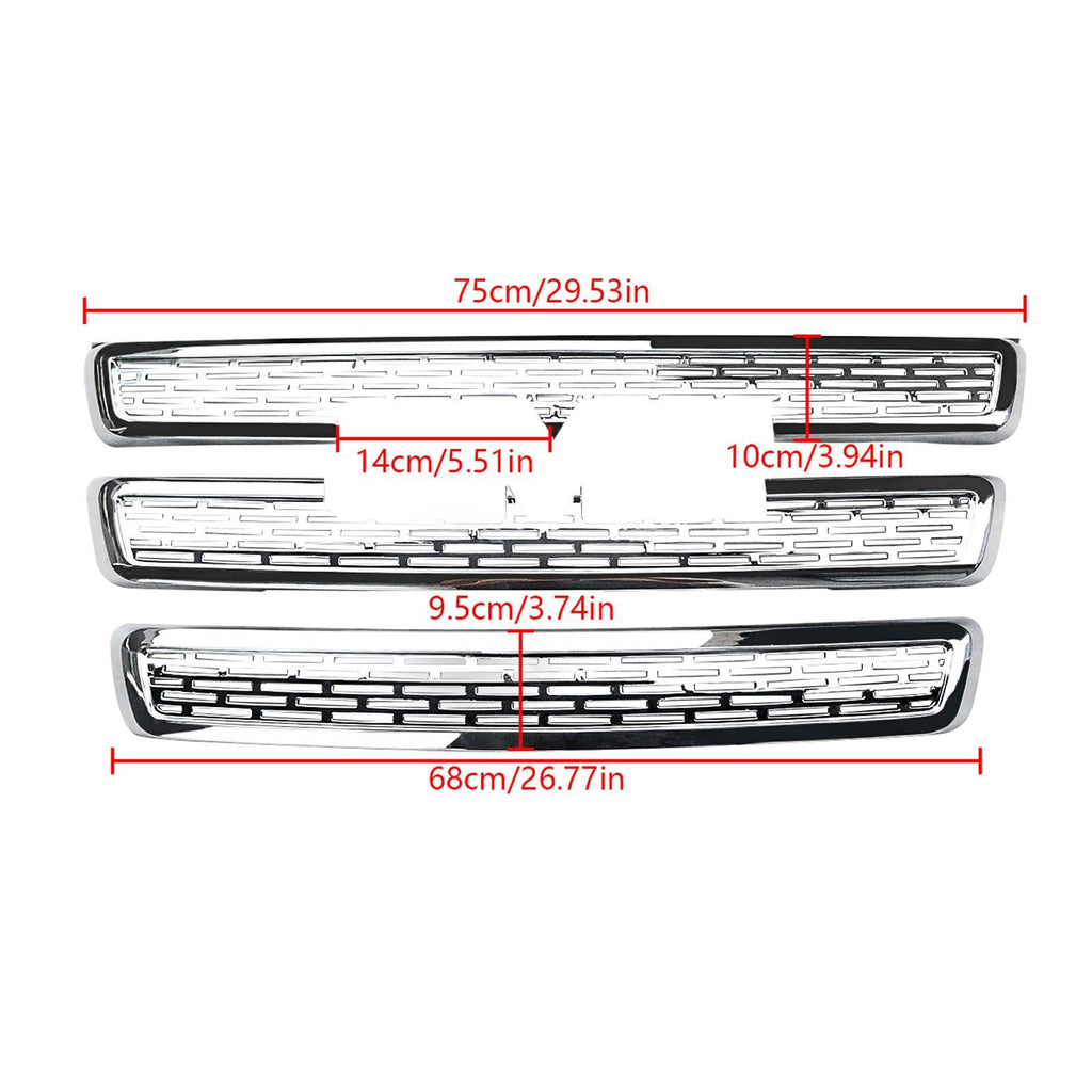 NINTE For 2010 - 2015 GMC Terrain SLE SLT Grill Overlay Chrome Front Grille Cover ABS Cover Only Not Replacement - NINTE