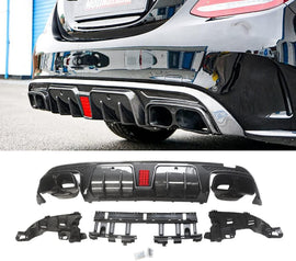 NINTE Rear Diffuser for 2015 - 2021 Benz W205 C - Class C63 C63S C43 C43S AMG B Style Rear Bumper Lip - NINTE
