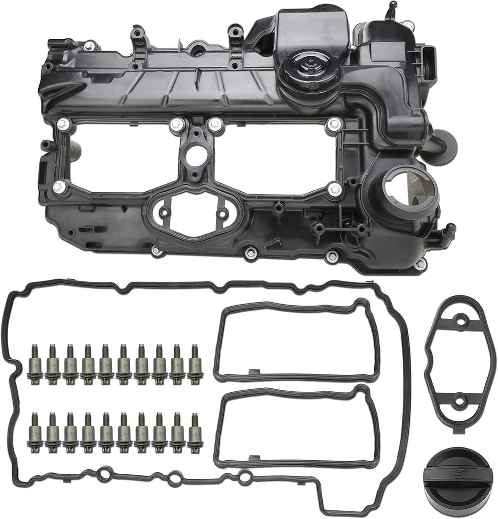 NINTE N20 Engine Valve Cover with Gasket Bolts Kit Oil Cap for BMW 2012 - 2018 528i 528i xDrive 328i 328i GT xDrive 320i x5 x3 X1 428i z4 2.0L Replace 11127588412 - NINTE