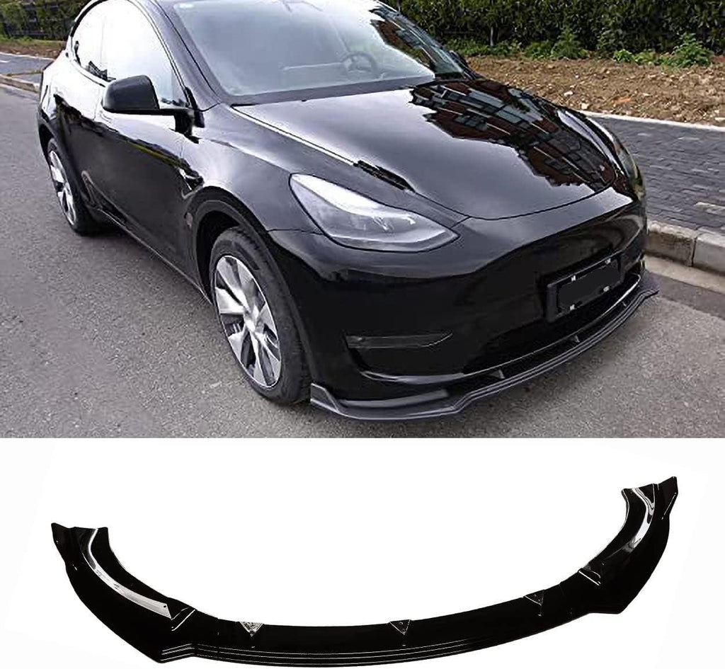 NINTE For 2020 - 2024 Tesla Model Y Front Bumper Lip ABS 3pcs Front Lower Chin Splitter - NINTE