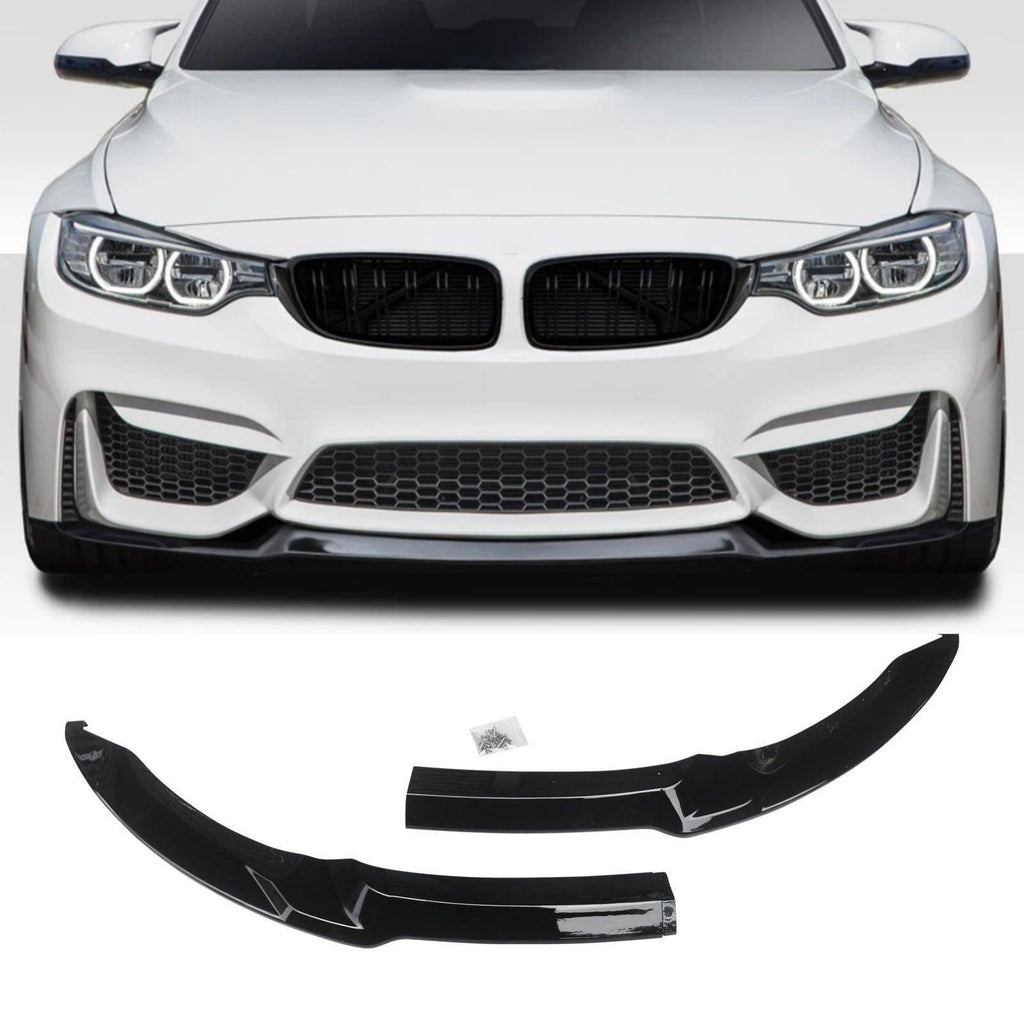 NINTE For 2015 - 2020 BMW F80 M3 F82 F83 M4 2 Pieces CS Style Front Lip Front Bumper Lip Spoiler Splitter - NINTE