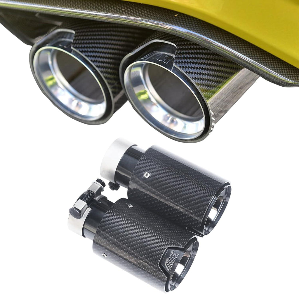 NINTE Exhaust Tip Universal For BMW M Performance Stainless Steel and Glossy Real Car Tail Pipe 2.48“ Inlet 3.6” Outlet 7" Length 2PCS - NINTE